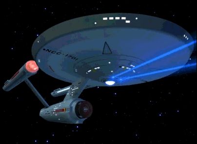 USS Enterprise firing phasers